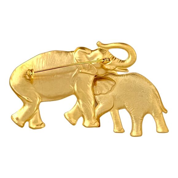 Vintage Pin Brooch Elephants Mom & Child Gold Tone 11Y - Picture 4 of 4